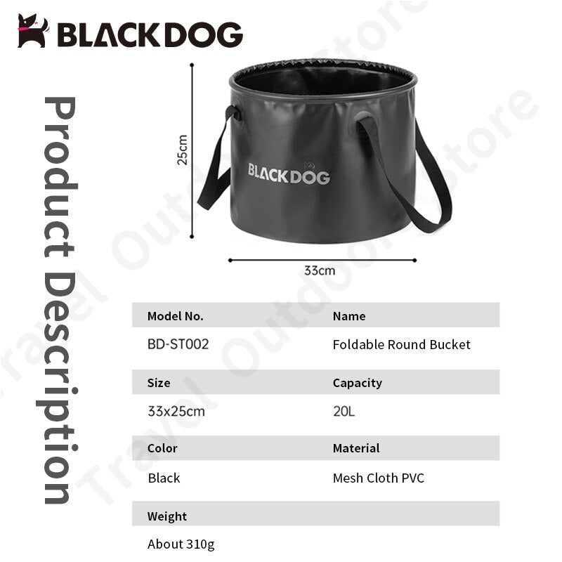 BLACKDOG PVC Foldable Water Bucket Portable Ultralight 20L Water Bucket PVC Waterproof Storage Bag Round Square Shapes Foldable Sink Wash Basin