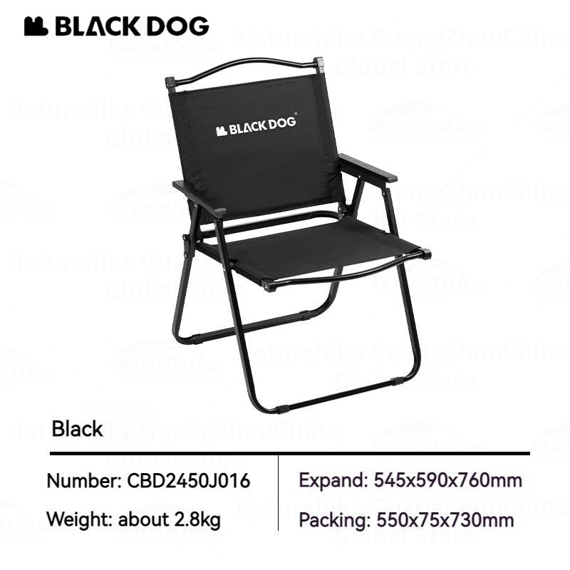 BLACKDOG MOUNTAIN SOUL Black Portable Folding Kermit Chair Outdoor Camping Picnic Travel Ultralight Low High PRO Heavy Duty Foldable Chair up to 190kg Max Load Thick Carbon Steel Frame Black Dog