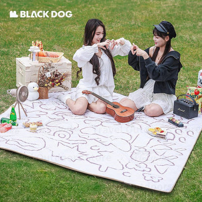 BLACKDOG Portable Ultrasonic Aluminum Picnic Mat Soft And Skin-Friendly Water-proof Moisture-Proof And Stain-Proof Mattress Sleeping Pad Beach Garden Hiking Camping Outdoor Blanket Original Heavy Duty Black Dog