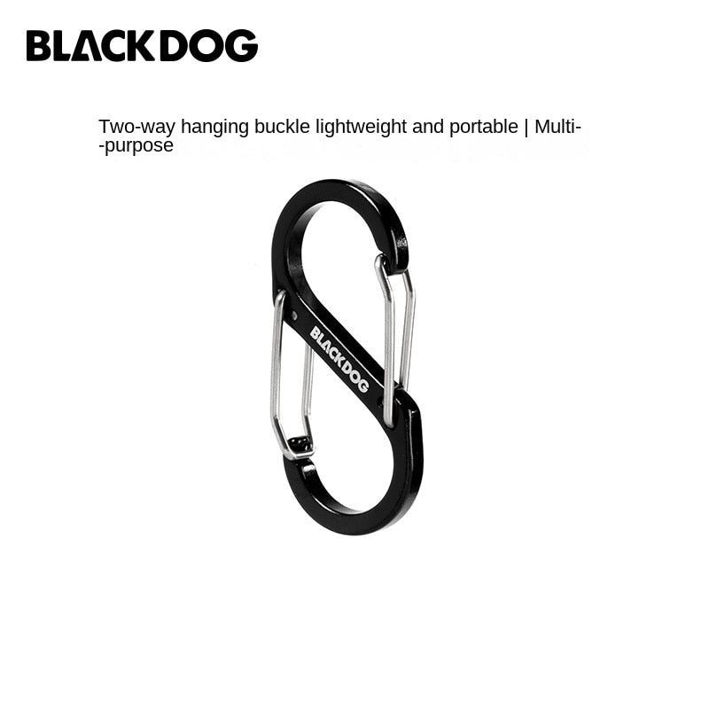 BLACKDOG 4pcs Aluminum Alloy Double Head Hook Portable Lightweight Black S Type Double Hook Carabiner Aluminum Alloy Dual Utility Buckle Hanging Keychain Holder Strap Key Chain Camping Hiking Picnic Beach Travel Heavy Duty Original Black Dog