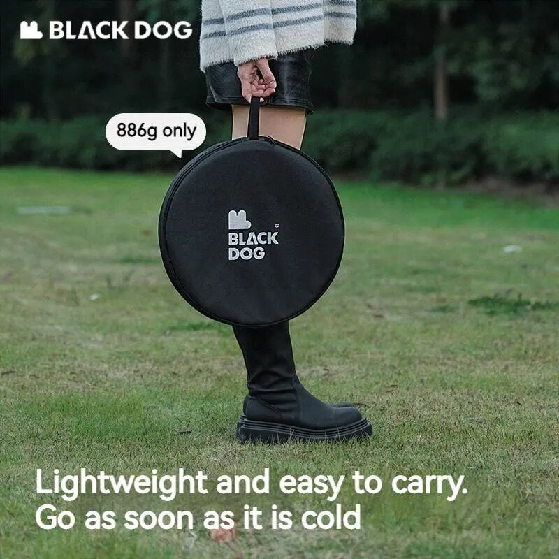 BLACKDOG Black Round Table Portable Aluminum Alloy Tea Coffee Table With Lamp Light Pole Post Stand Holder Portable Ultralight Adjustable Height Outdoor Camping Picnic Side Table Black Dog