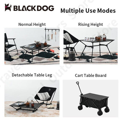 BLACKDOG Aluminum Portable Folding Table Outdoor Multifunction Camping High Low Adjustable Height Lightweight Table Cart Ready Foldable Board