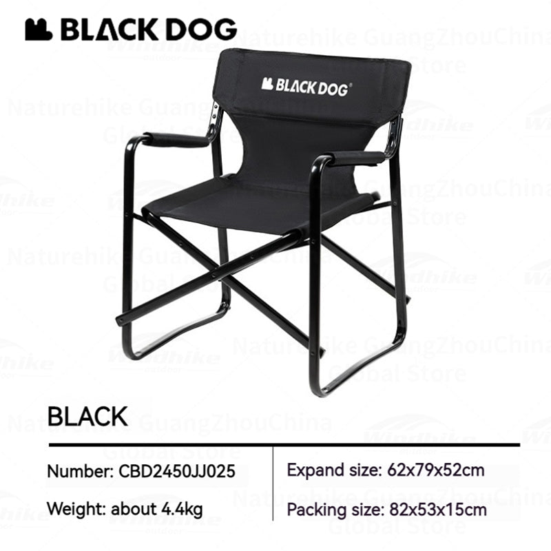 BLACKDOG Meditation Folding Director Chair Outdoor Portable Folding Leisure Stool Widen Seat With Armchair Camping Beach Fishing Picnic Garden Travel Heavy Duty Original Black Dog