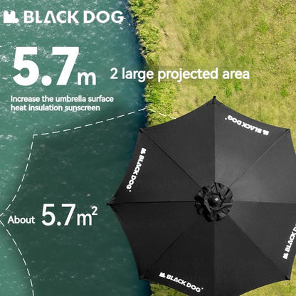 BLACKDOG Sunset Outdoor Parasol Center Pole Umbrella Rubber Canopy Rooftop Garden Gazebo Awning Parasol Sun Shelter Leisure Courtyard Villa Sunscreen Sunshade Rainproof Black Coated Tarp