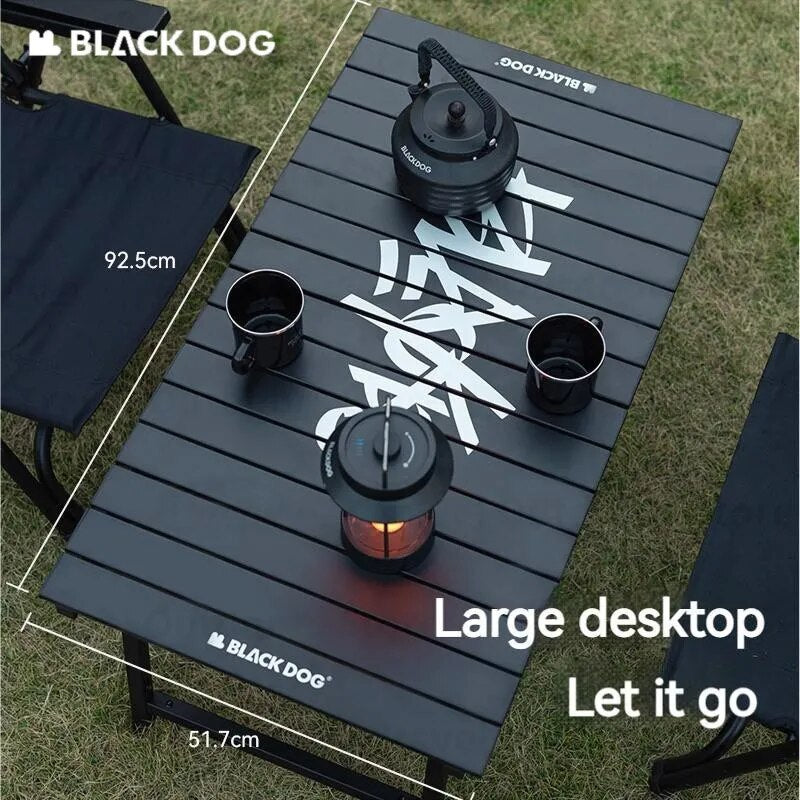 BLACKDOG Aluminum Alloy Folding Table Portable Black Ultralight Fast Assembly 30kg Max Load Outdoor Camping Picnic Table Multifunctional with Storage Bag Heavy Duty Durable Black Dog