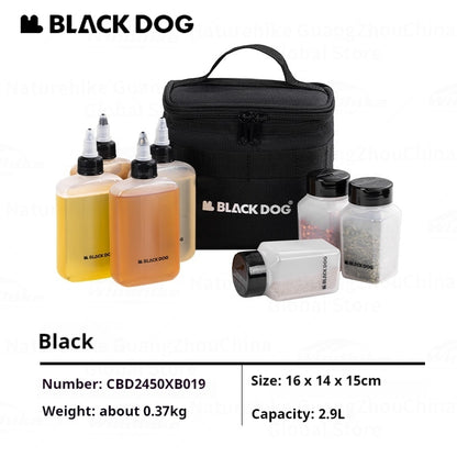 BLACKDOG Outdoor Seasoning Storage Bag Portable Condiment Bottle Set Outdoor Picnic Camping BBQ Jar Spice Container Organizer Kit 600D Oxford Cloth