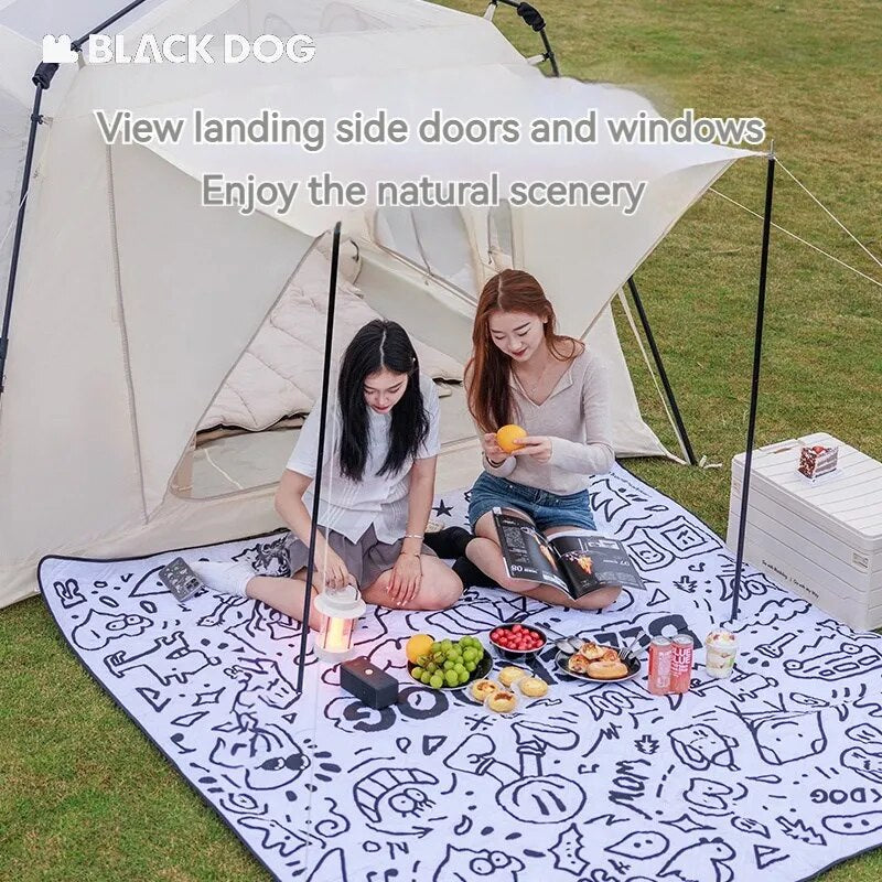 BLACKDOG FOR WILD Cabin Style Automatic Fast Build Tent 6.5m² Large Space for 2-4 Person Expandable Canopy Optional Add-on Vinyl Coated Sunscreen Outdoor Waterproof Quick Open Multiple Setting Tent Black Dog