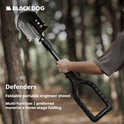 Blackdog Foldable Portable Engineer Shovel Outdoor Lightweight Multifunctional Stainless Steel Thickened Camping Shovel Fishing Hiking Tool Equipment