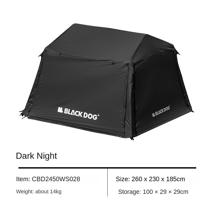 BLACKDOG STAR 5.9 Black Automatic Cabin Style Tent 1 Bedroom 4 Awning Canopy Halls Fast Build Vinyl Coated Sunscreen Waterproof Outdoor Camping Tent for 3-4 Person Large up to 27m² Usable Area