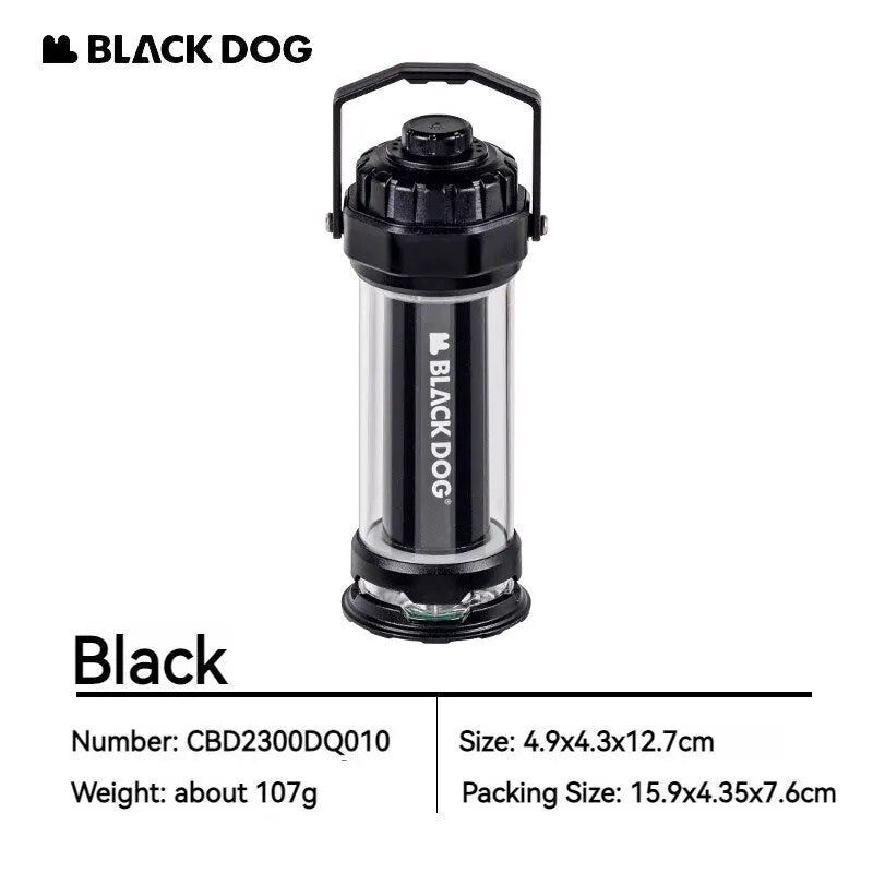 BLACKDOG STARFIRE Black Camping Lamp Mini Outdoor LED Mini Lantern 4 Lighting Modes 2600mAh Battery USB C Charging IPX4 Waterproof 6-150H Hanging Flashlight Ultralight Portable Warm Light Black Dog