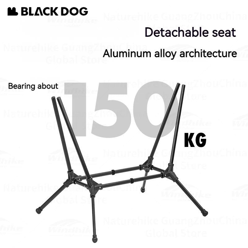 BLACKDOG Folding Black Rocking Swing Chair with Pillow 160° Portable Adjustable Lying Leisure Recliner 150kg Max Load Camping Hiking Picnic Beach Travel Chair 7075 Aluminum Heavy Duty Original Black Dog