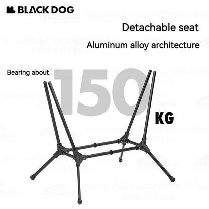 BLACKDOG Folding Black Rocking Swing Chair with Pillow 160° Portable Adjustable Lying Leisure Recliner 150kg Max Load Camping Hiking Picnic Beach Travel Chair 7075 Aluminum Heavy Duty Original Black Dog