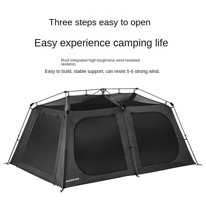 BLACKDOG STAR CHASE Black Cinema Automatic Cabin Style Tent 8-10 Person Waterproof Extra Large Use Space up to 33m² 2 Bedroom 4 Awning Canopy Halls Vinyl Coated Sunscreen