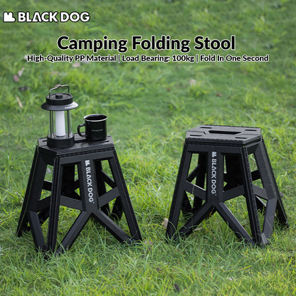 BLACKDOG Camping Folding Stool Portable Ultralight PP Chair Outdoor Stable Bucket Rack Camping Travel Fishing Beach Stool Chair Load Bearing 100kg Heavy Duty