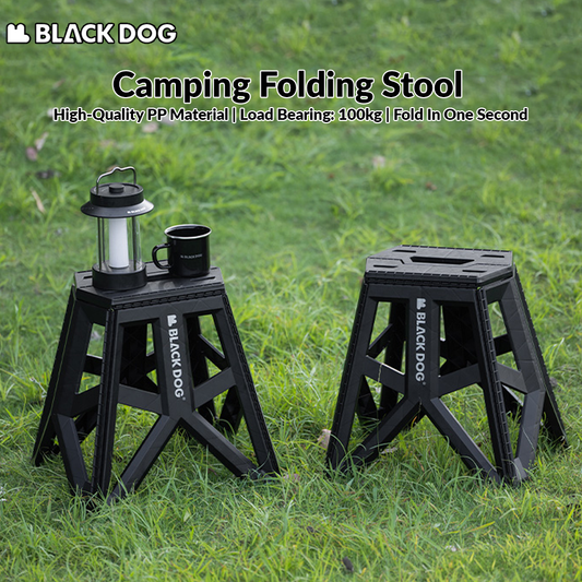 BLACKDOG Camping Folding Stool Portable Ultralight PP Chair Outdoor Stable Bucket Rack Camping Travel Fishing Beach Stool Chair Load Bearing 100kg Heavy Duty