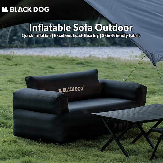 BLACKDOG Inflatable Sofa Outdoor Black Camping Double Portable Sofa Bed 45cm Height up to 300kg Max Load Built-in Electric Air Pump USB C Rechargeable Outdoor Beach Picnic Waterproof Lazy Chair Black Dog