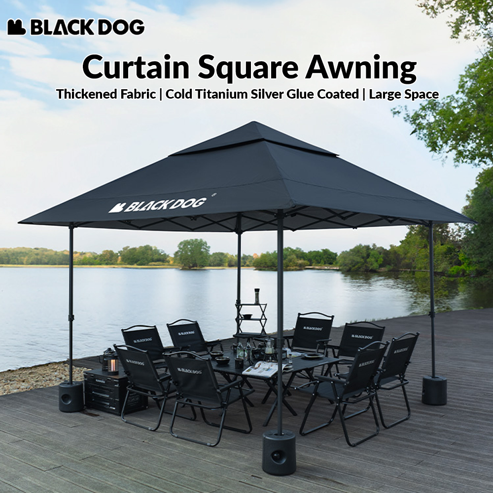 BLACKDOG Curtain Square Awning Black Canopy Tent Pergola Folding Stall 4 Season Sun Shelter Umbrella Protection Terrance Balcony Waterproof Tarp Outdoor Camping Hiking Travel Heavy Duty Original Black Dog