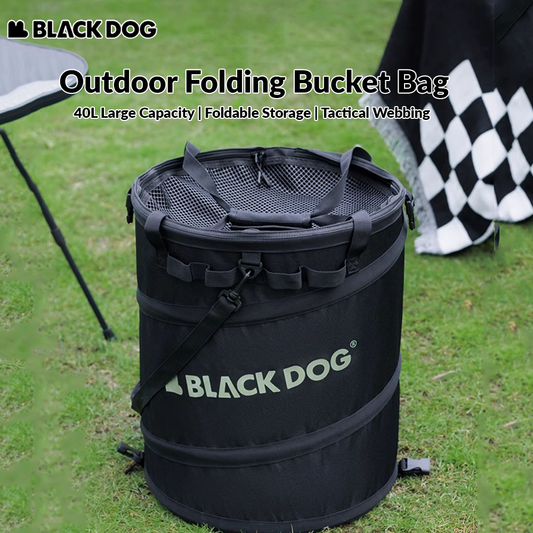 BLACKDOG Outdoor Folding Bucket Bag 40L Capacity Outdoor Portable Ultralight Multi-Functional Folding Round Clothes Bag Sundry Storage Box Hiking Camping Picnic Beach Travel  Heavy Duty Original Black Dog