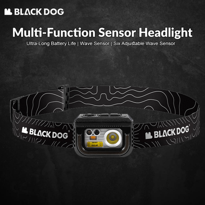 BLACKDOG Multi-Function Sensor Headlight Portable Ultralight Induction Sensor Headlamp USB Charging Rechargeable Black Head Lamp Light IPX5 Waterproof Outdoor Camping Hiking Picnic Travel Heavy Duty Original Black Dog