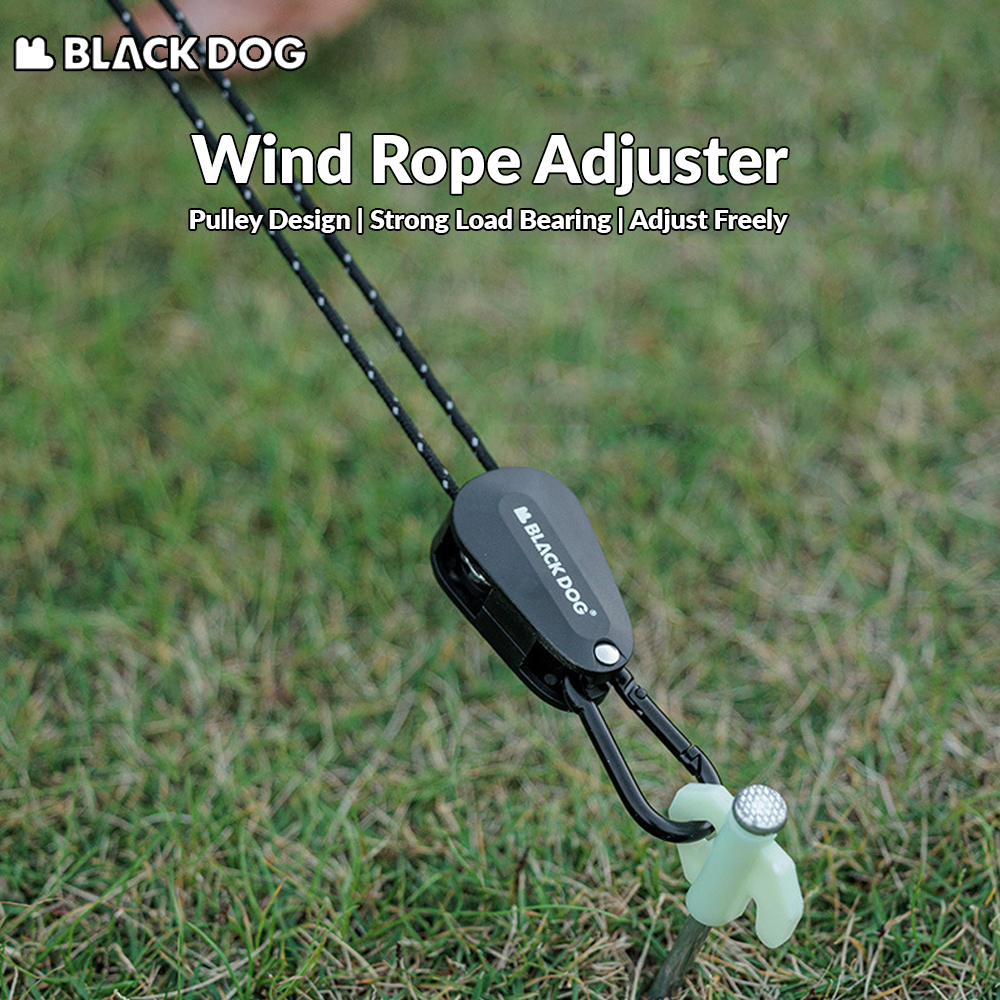 BLACKDOG Wind Rope Adjuster Portable Lightweight Pulley Design Easy Windproof Canopy Tarp Tent Setup Strong Load Bearing Outdoor Camping Hiking Outdoor Equipment Reflective Line Buckle Tensioner Hook Heavy Duty Original Black Dog