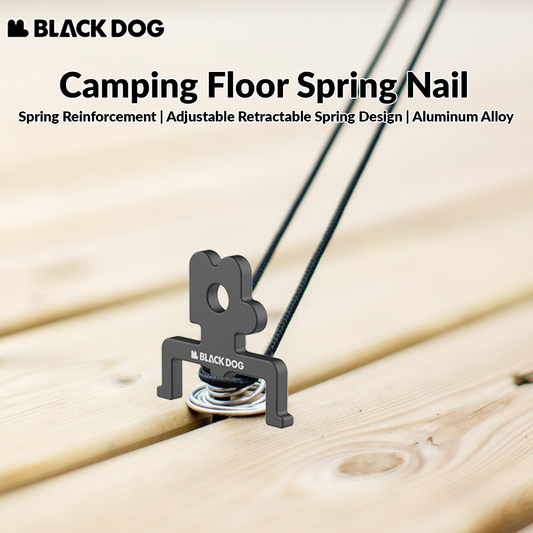 BLACKDOG Camping Floor Spring Nail Outdoor Portable Lightweight Aluminum Alloy Fishbone Nails With Spring Windbreak Nail Windproof Ground Spikes Tools Camping Hiking Travel Heavy Duty Original Black Dog