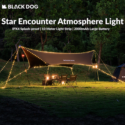 BLACKDOG Star Encounter Atmosphere Light Portable Ultralight 10m Camping Light Strip Canopy Light Lamp Lighting Outdoor LED Lantern Tent Decoration Waterproof Rechargeable IPX4 With Hand Crank Storage Hiking Picnic Travel Original Black Dog