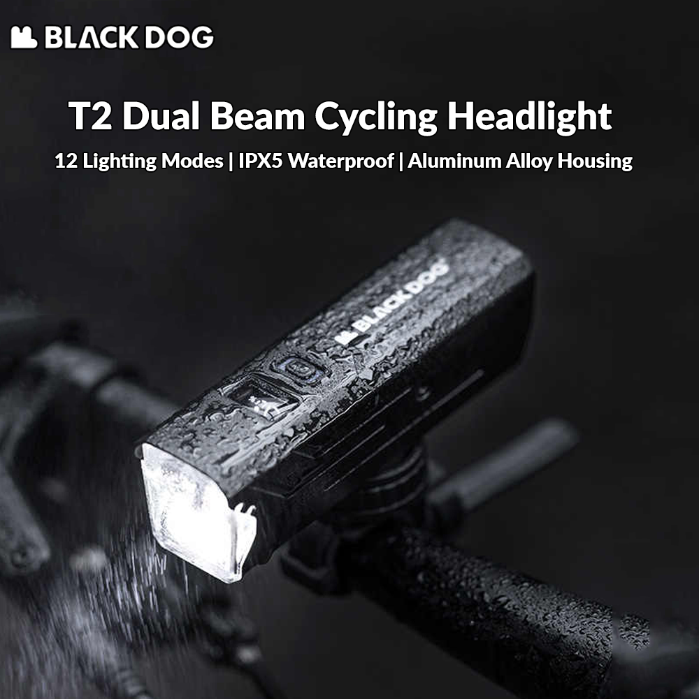 BLACKDOG T2 Dual Beam Cycling Headlight Portable Ultralight Outdoor Strong Night Bike Light Riding Lamp Flashlight Induction Sensor Front Rear Light USB Rechargeable Waterproof Mountain Bicycle Heavy Duty Original Black Dog