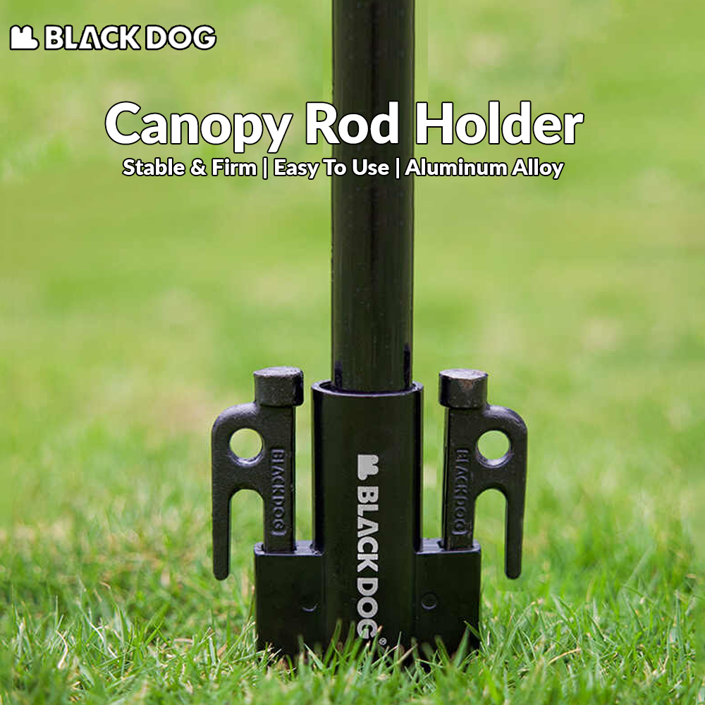 BLACKDOG Canopy Rod Holder Portable Ultralight Pole Retainer Support Bracket Outdoor Tent Canopy Awning Rod Retention Fixing Windproof Black Aluminum Alloy Camping Hiking Picnic Beach Travel Heavy Duty Original Black Dog