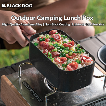 BLACKDOG Outdoor Camping Lunch Box Portable Ultralight Non Stick Aluminum Alloy Lunch Meal Box 800ml Folding Foldable Pot Cookware Tableware For 1-2 Person Cooking Camping Outdoor Picnic Beach Travel Heavy Duty Original Black Dog