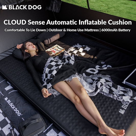 BLACKDOG CLOUD Sense Automatic Inflatable Cushion Portable Ultralight Outdoor Mattress Self-inflating Air Bed Inflating Sponge Cushion Sleep Mat Camping Hiking Outdoor Sleeping Picnic Beach Travel Heavy Duty Original Black Dog