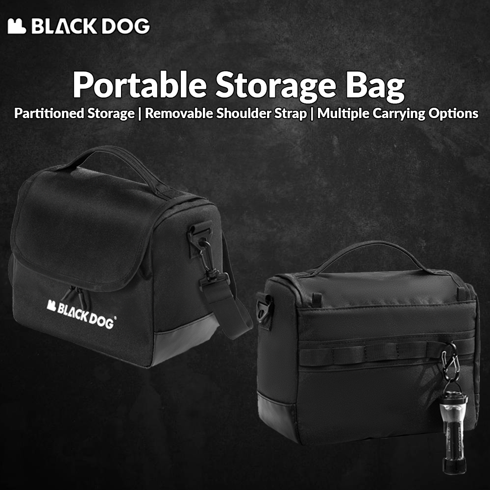 Blackdog Portable Storage Bag Ultralight Multifunctional Handbag Bag Detachable Washable Layered Wear Resisting Waterproof Camping Hiking Outdoor Picnic Beach Travel Heavy Duty Original Black Dog