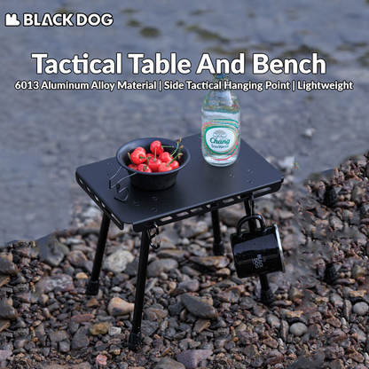 BLACKDOG Tactical Table & Bench Ultralight Tactical Folding Table Stool For Camping Hiking Travel Outdoor Picnic Fishing Compact Chair Small Stool Portable Horse Strap Aluminum Alloy Folding Desk Heavy Duty Original Black Dog