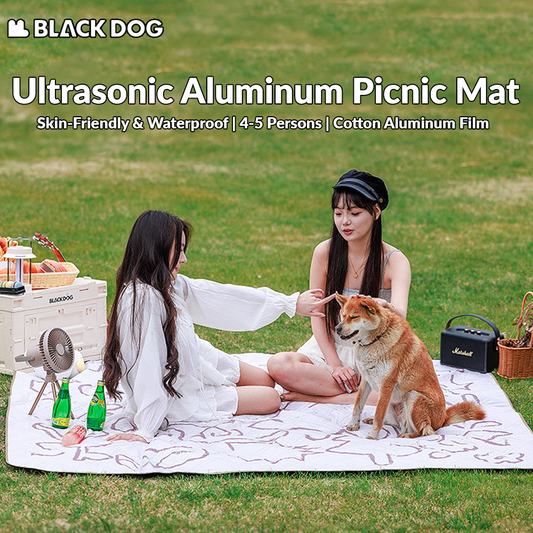 BLACKDOG Portable Ultrasonic Aluminum Picnic Mat Soft And Skin-Friendly Water-proof Moisture-Proof And Stain-Proof Mattress Sleeping Pad Beach Garden Hiking Camping Outdoor Blanket Original Heavy Duty Black Dog