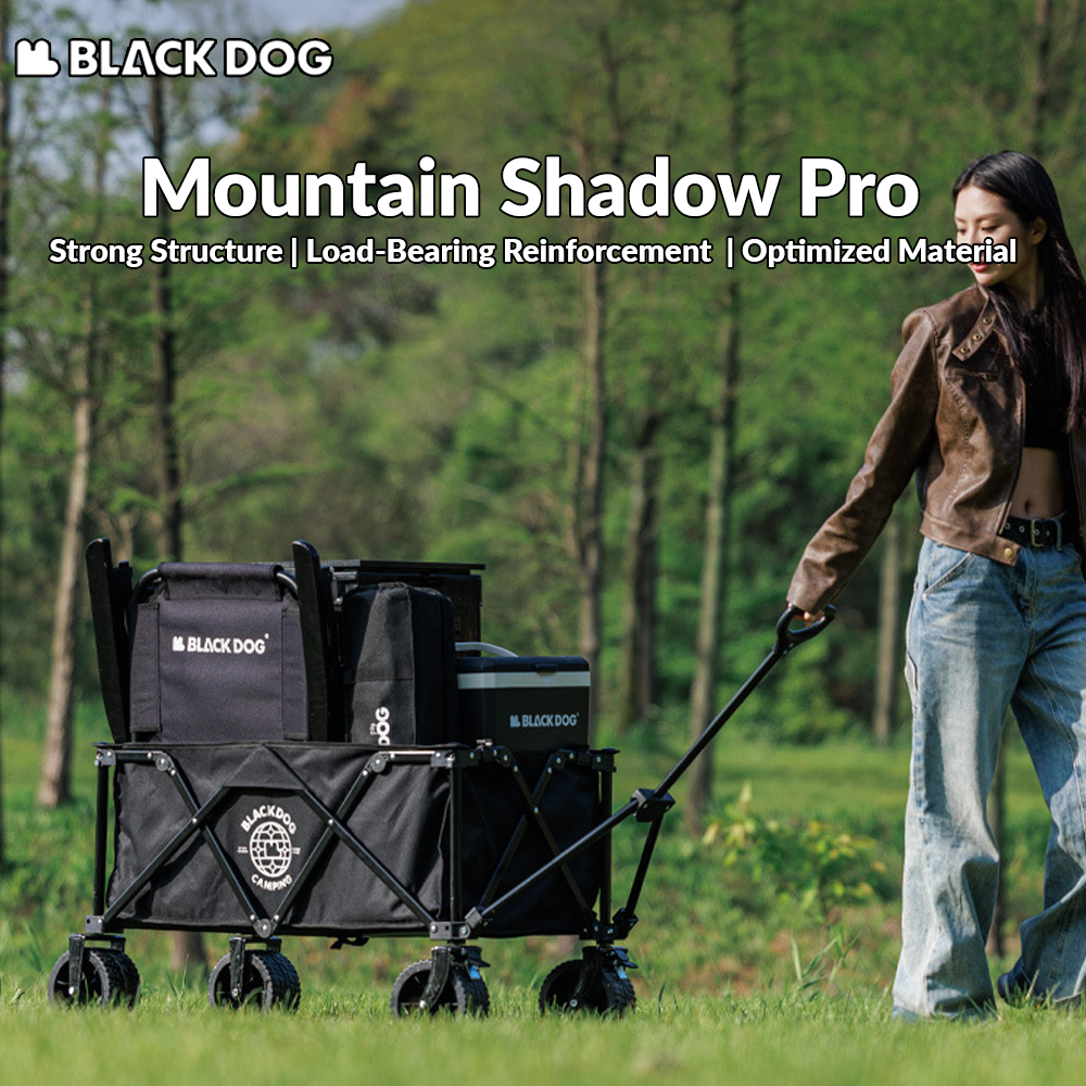 BLACKDOG Mountain Shadow Pro Camping Cart 150 Liters Large Capacity Folding Collapsible Cart Wagon Hiking Outdoor Garden Picnic Sundries Portable Handcart Storage Detachable Four-way Trolley With Brake Heavy Duty Original Black Dog