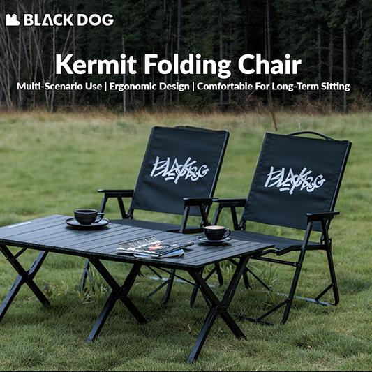 BLACKDOG Folding Kermit Chair Portable Lightweight Armchair Backrest Seat Load Bearing Up to 120kg 600D Oxford Cloth Outdoor Beach Camp Picnic Travel Fishing Heavy Duty Original Black Dog