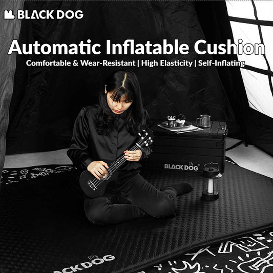 BLACKDOG Atomatic Inflatable Cushion 5CM Thick Foam Auto Self Inflate Single Double Camping Sleeping Pad Mattress Bed Tent Mat Comfortable Black Dog