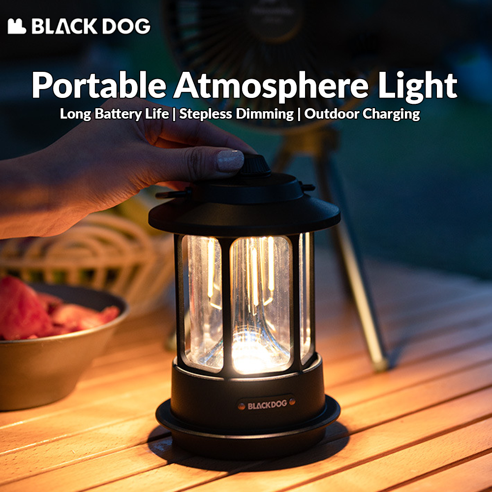 BLACKDOG Portable Atmosphere Light Black Vintage LED Mood Light Outdoor Lightweight Multipurpose Camping Retro Lantern Ambient Lighting Lamp USB