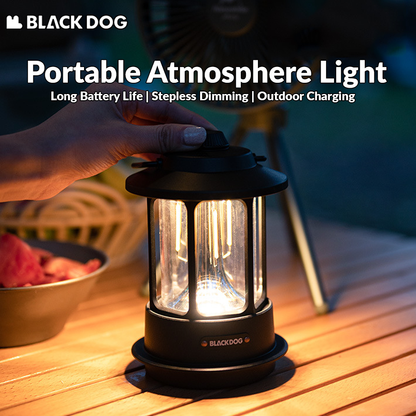 BLACKDOG Portable Atmosphere Light Black Vintage LED Mood Light Outdoor Lightweight Multipurpose Camping Retro Lantern Ambient Lighting Lamp USB