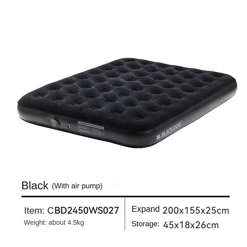 BLACKDOG Black Double Queen Air Mattress Inflate Air Bed with Fully Automatic Deflate Built-in Wireless Electric Pump Comfortable Sleeping Mat Pad