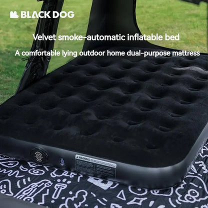 BLACKDOG Black Double Queen Air Mattress Inflate Air Bed with Fully Automatic Deflate Built-in Wireless Electric Pump Comfortable Sleeping Mat Pad