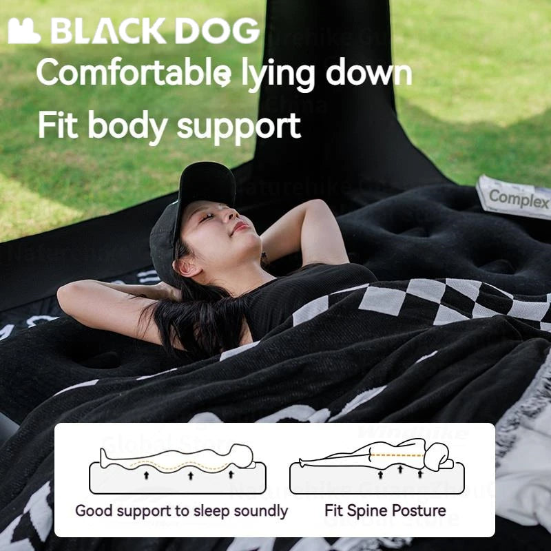 BLACKDOG Black Double Queen Air Mattress Inflate Air Bed with Fully Automatic Deflate Built-in Wireless Electric Pump Comfortable Sleeping Mat Pad