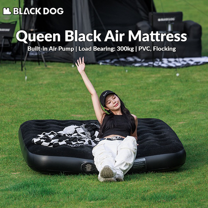 BLACKDOG Black Double Queen Air Mattress Inflate Air Bed with Fully Automatic Deflate Built-in Wireless Electric Pump Comfortable Sleeping Mat Pad