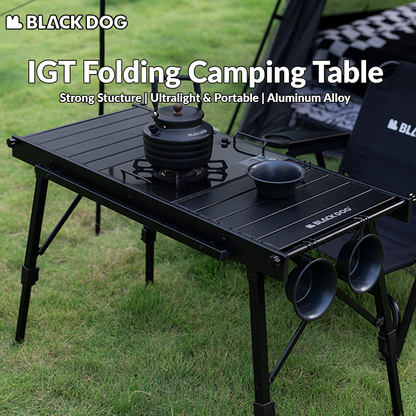 BLACKDOG Black IGT Portable Table Ultralight Compatible Free Combination Height Adjustable High Low Camping Table Folding Outdoor Picnic BBQ Grill Stove Cooking Foldable Aluminum Alloy 40kg Max Load Heavy Duty Original Black Dog