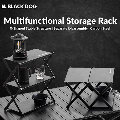 BLACKDOG Multifunctional Storage Rack Small Table Desktop Shelf Organizer Tabletop 2 Switchable Modes 30kg Max Load Stable Carbon Steel X Structure