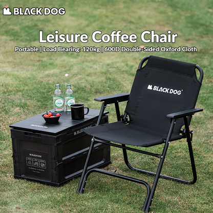 Blackdog Leisure Coffee Chair Portable Casual Folding Chair 600D Thick Double-Layer Oxford Cloth Camping Fishing Wood Armchair Bearing 120kg Seat