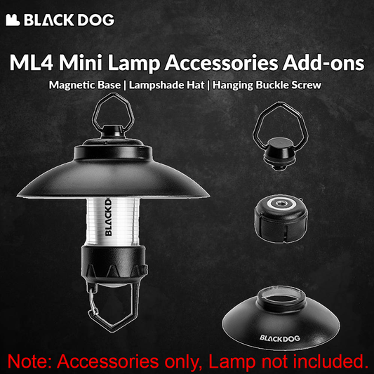 BLACKDOG Black ML4 Mini Lamp Lantern Accessories Add-ons Light Shade Hat Magnetic Base Hanging Hang Buckle Screw Camping Lighting Lampshade Original Black Dog