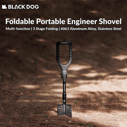 Blackdog Foldable Portable Engineer Shovel Outdoor Lightweight Multifunctional Stainless Steel Thickened Camping Shovel Fishing Hiking Tool Equipment