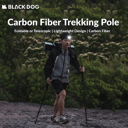 BLACKDOG Carbon Fiber Trekking Pole Portable Ultralight Three Section Folding / Telescopic Walking Hiking Anti-Skid Stick Adjustable Climbing Cane Rod 1pc