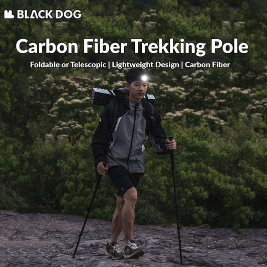 BLACKDOG Carbon Fiber Trekking Pole Portable Ultralight Three Section Folding / Telescopic Walking Hiking Anti-Skid Stick Adjustable Climbing Cane Rod 1pc