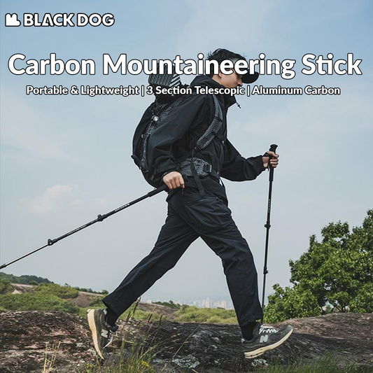 Blackdog Carbon Mountaineering Stick Portable Lightweight Aluminum Carbon Walking Sticks Trekking Pole Telescopic Hiking Canes Adjustable 3-Section Collapsible Staff